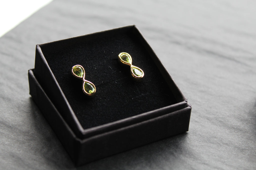 Peridot Double Drop Earrings Sterling Silver with Gold Plate