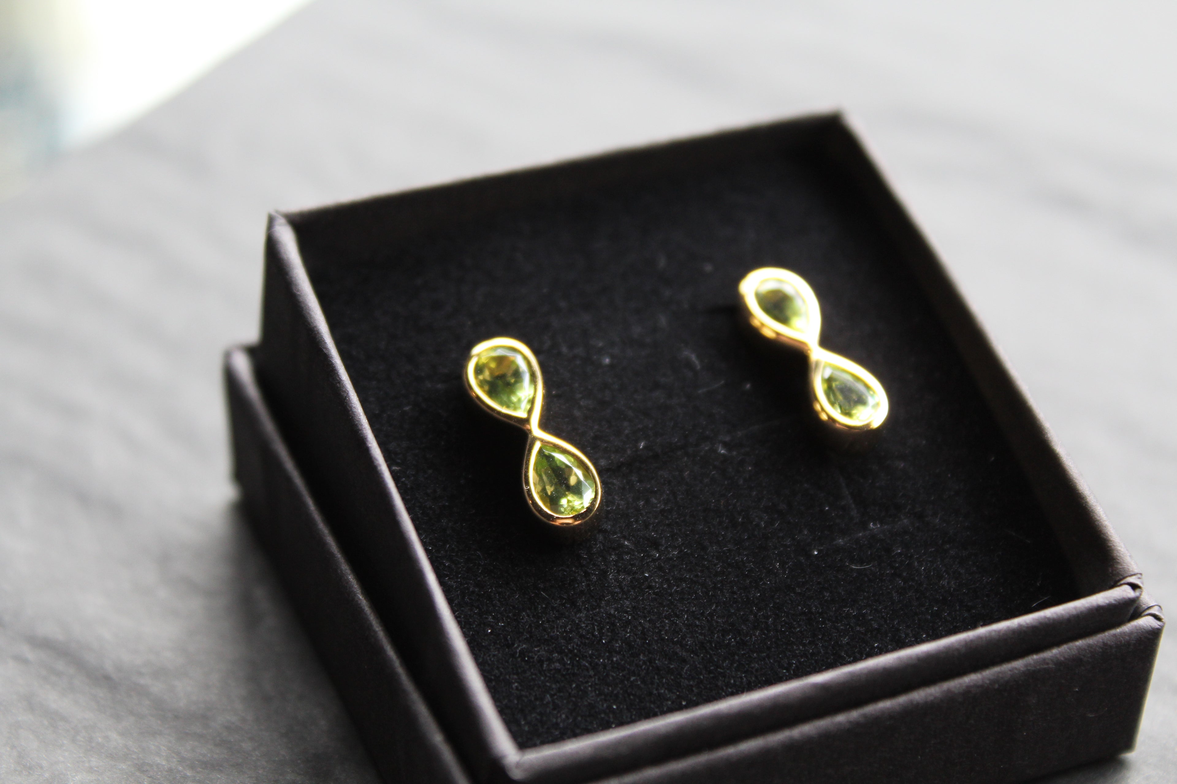 Peridot Double Drop Earrings Sterling Silver with Gold Plate