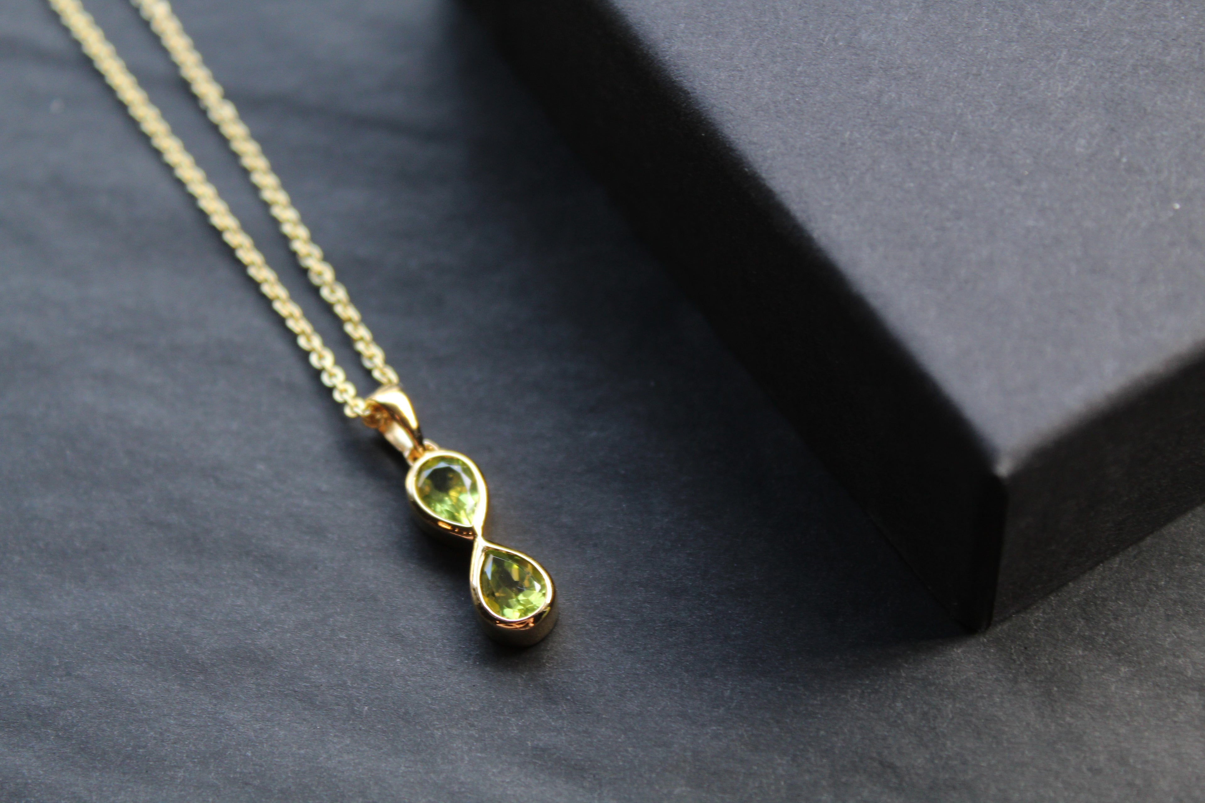 Peridot Double Drop Pendant and Chain