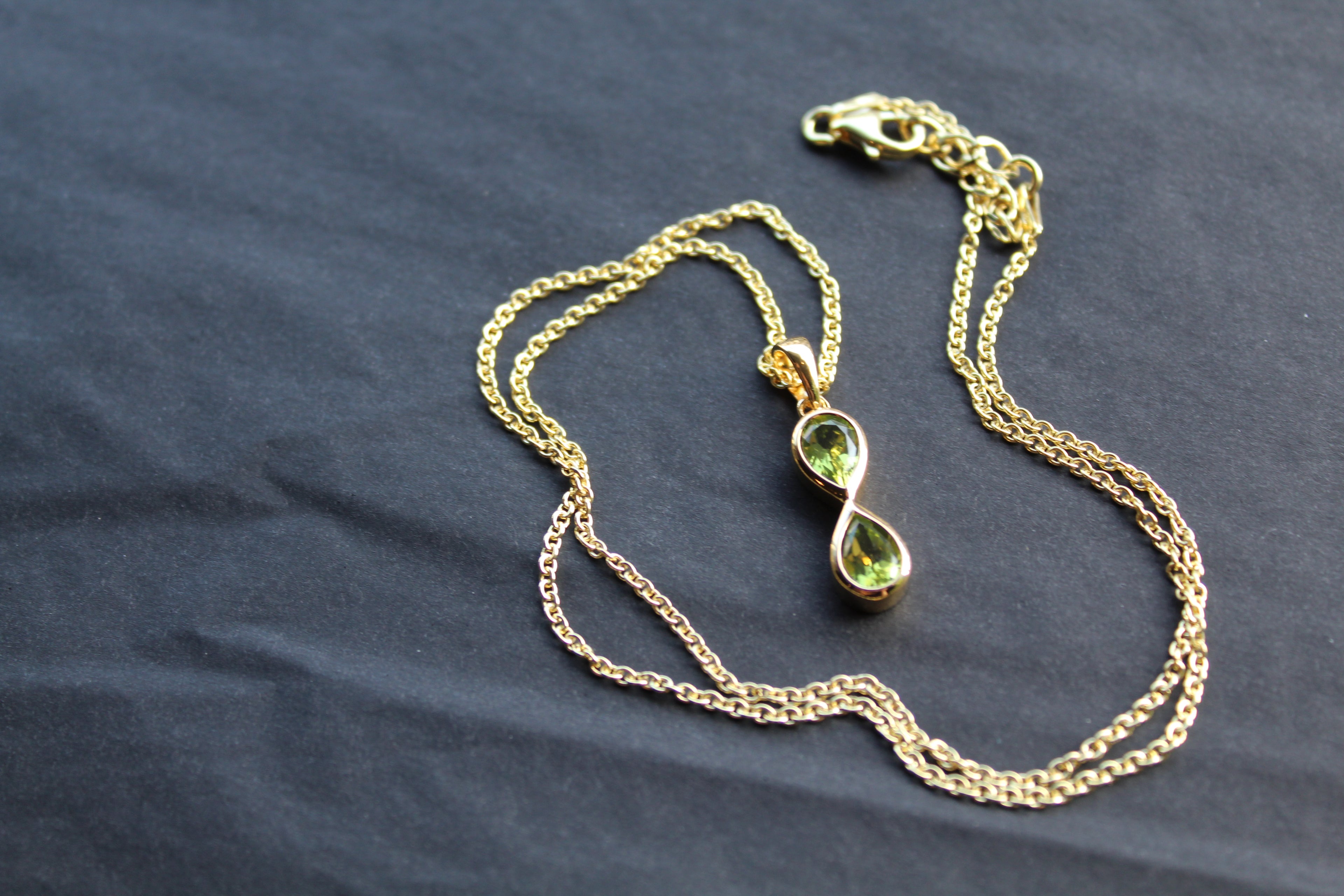 Peridot Double Drop Pendant and Chain