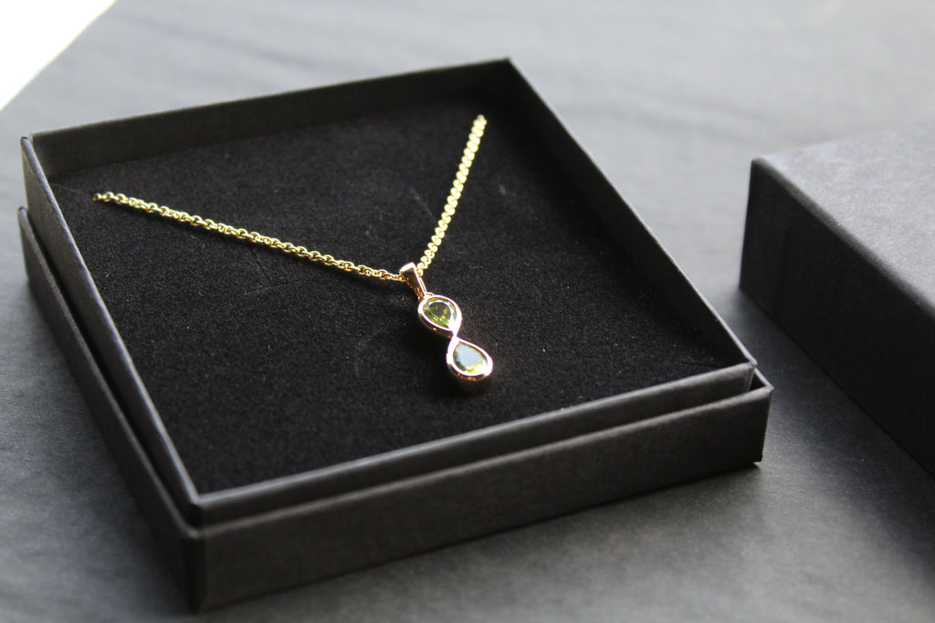Peridot Double Drop Pendant and Chain