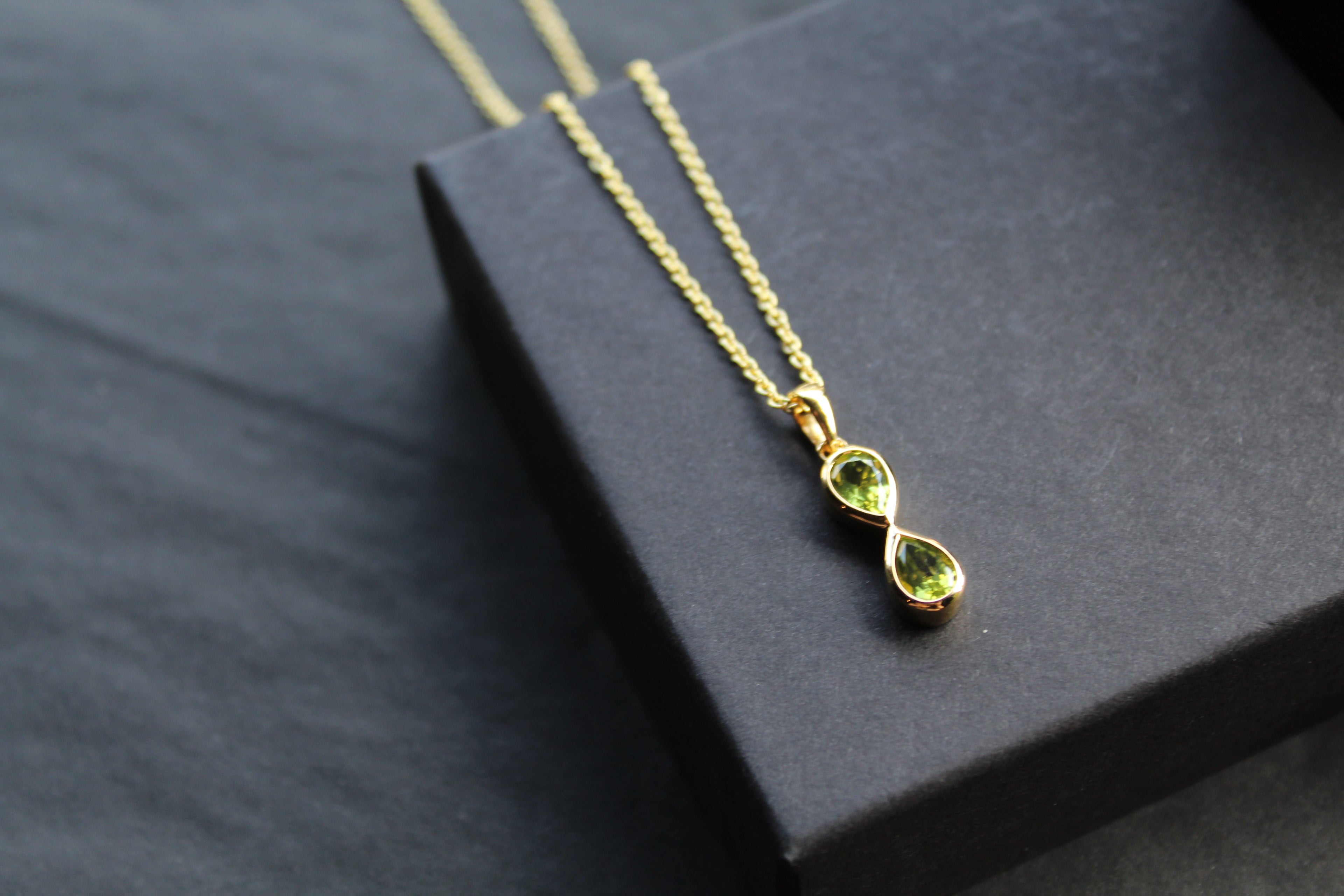 Peridot Double Drop Pendant and Chain