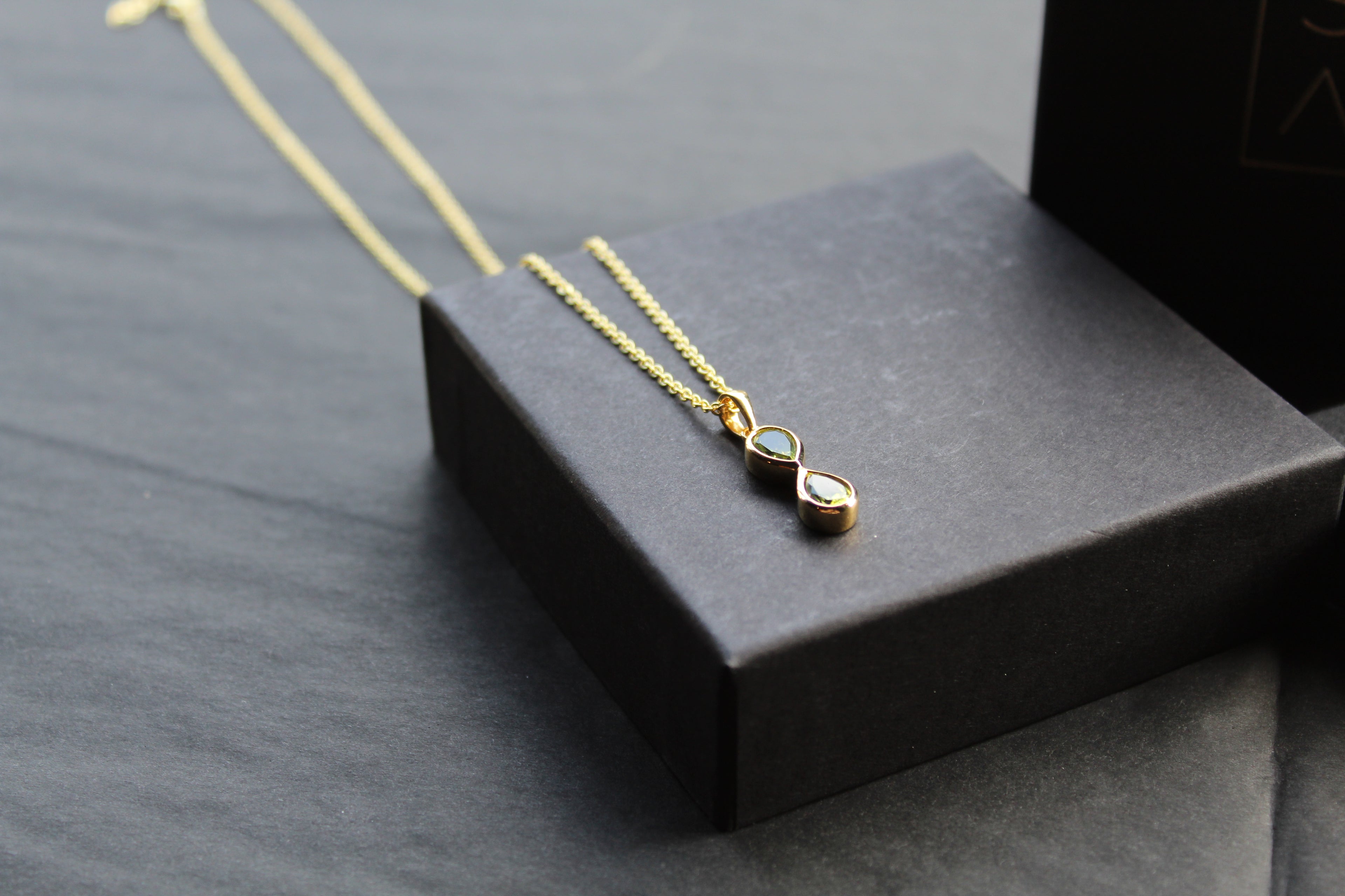 Peridot Double Drop Pendant and Chain