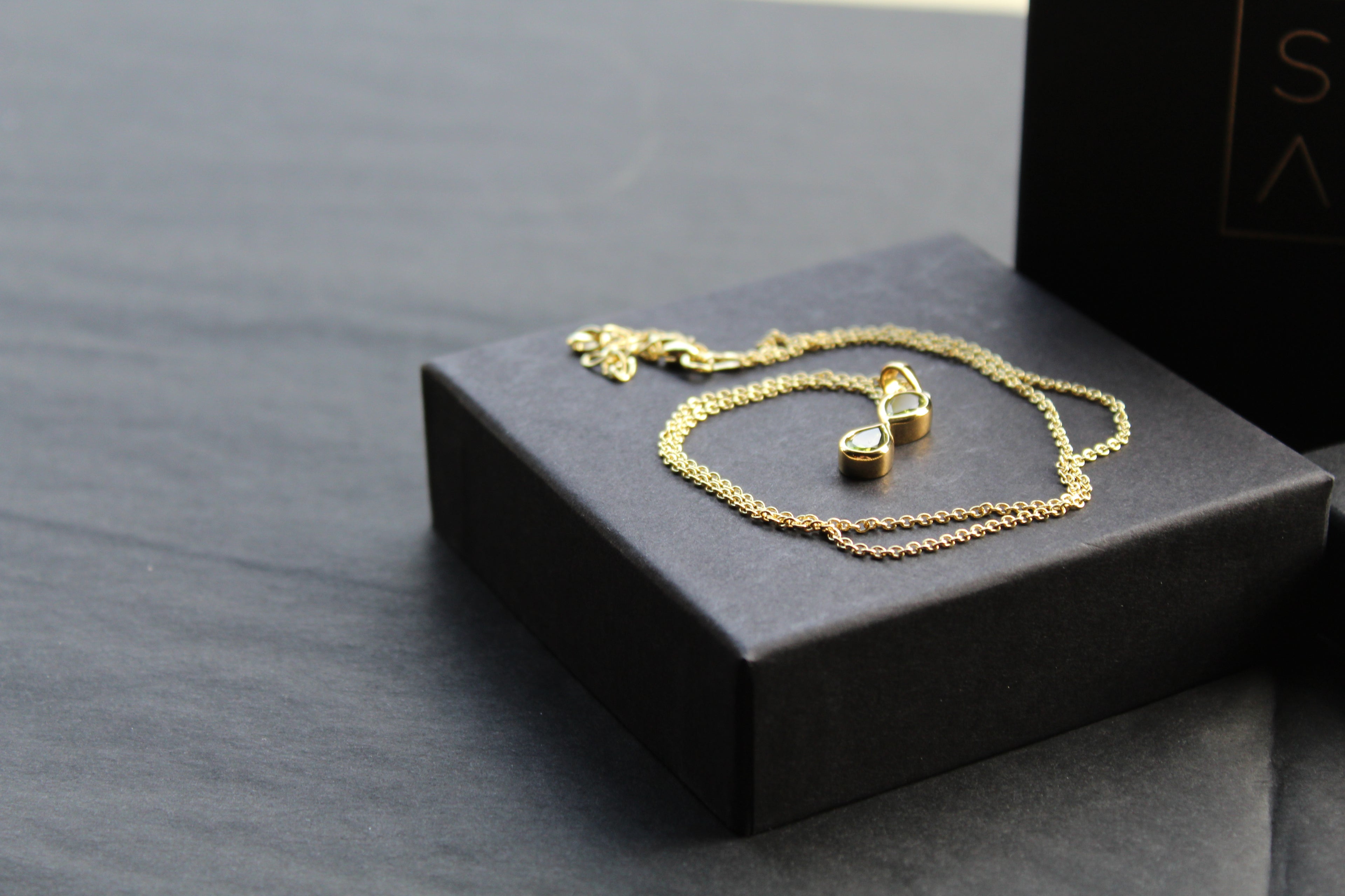 Peridot Double Drop Pendant and Chain