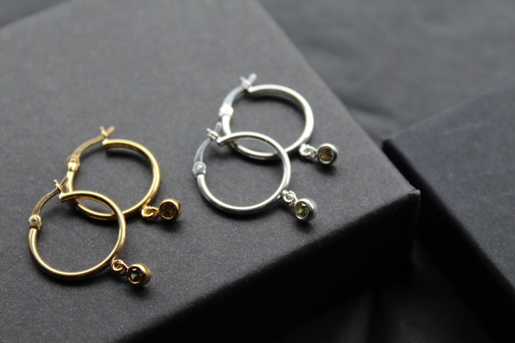 Peridot Green Cubic Zirconia Hoops