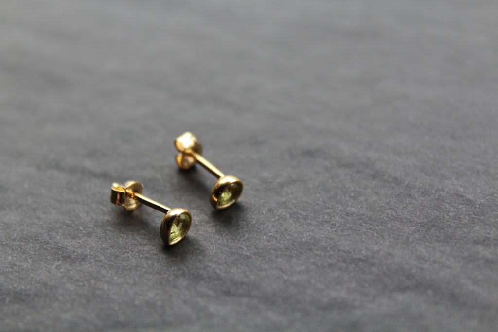 Peridot Green Gold Plate Studs