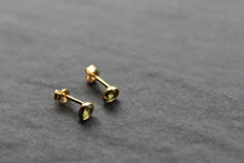Load image into Gallery viewer, Peridot Green Gold Plate Studs
