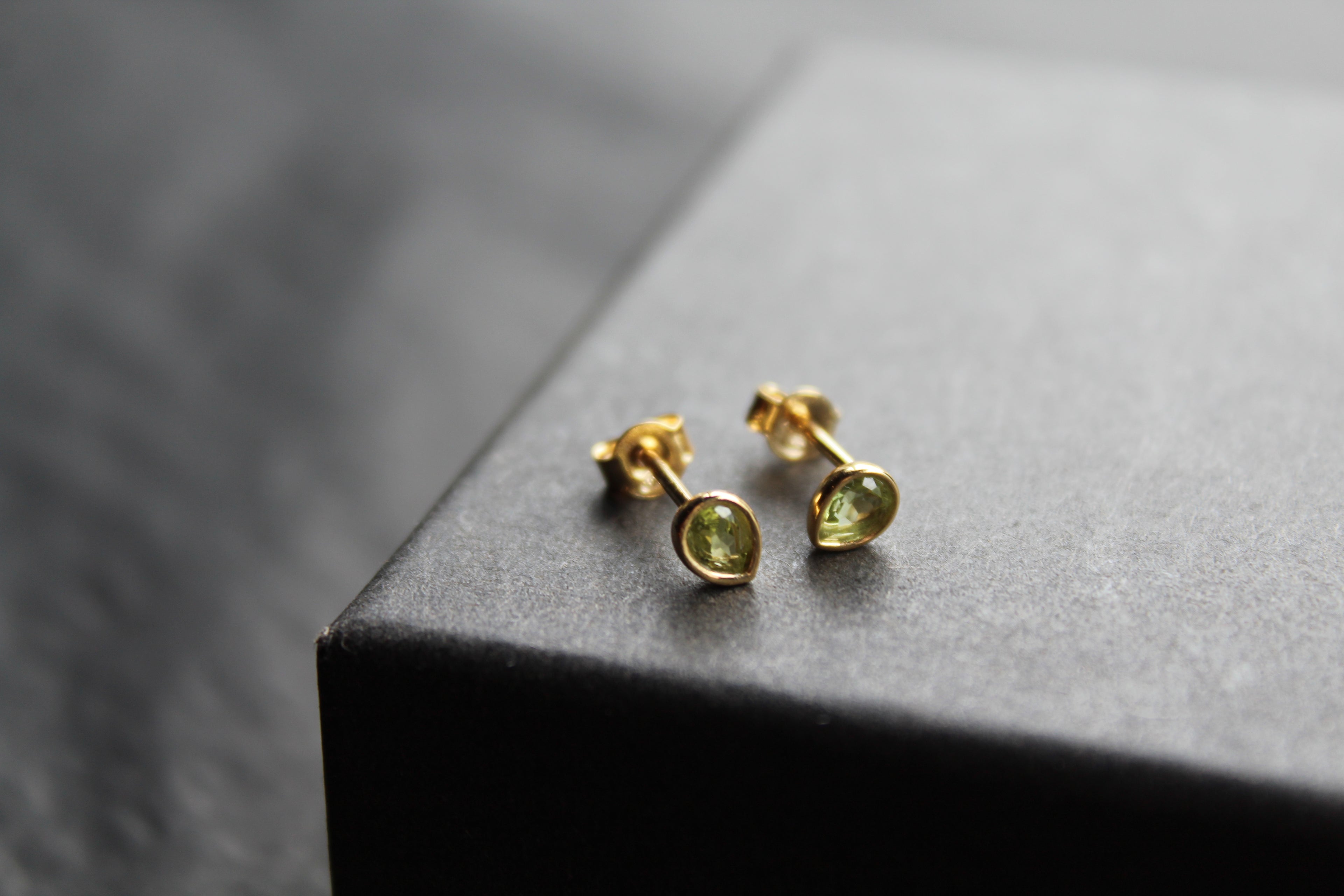 Peridot Green Gold Plate Studs
