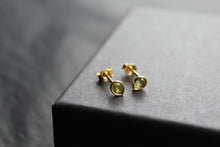 Load image into Gallery viewer, Peridot Green Gold Plate Studs
