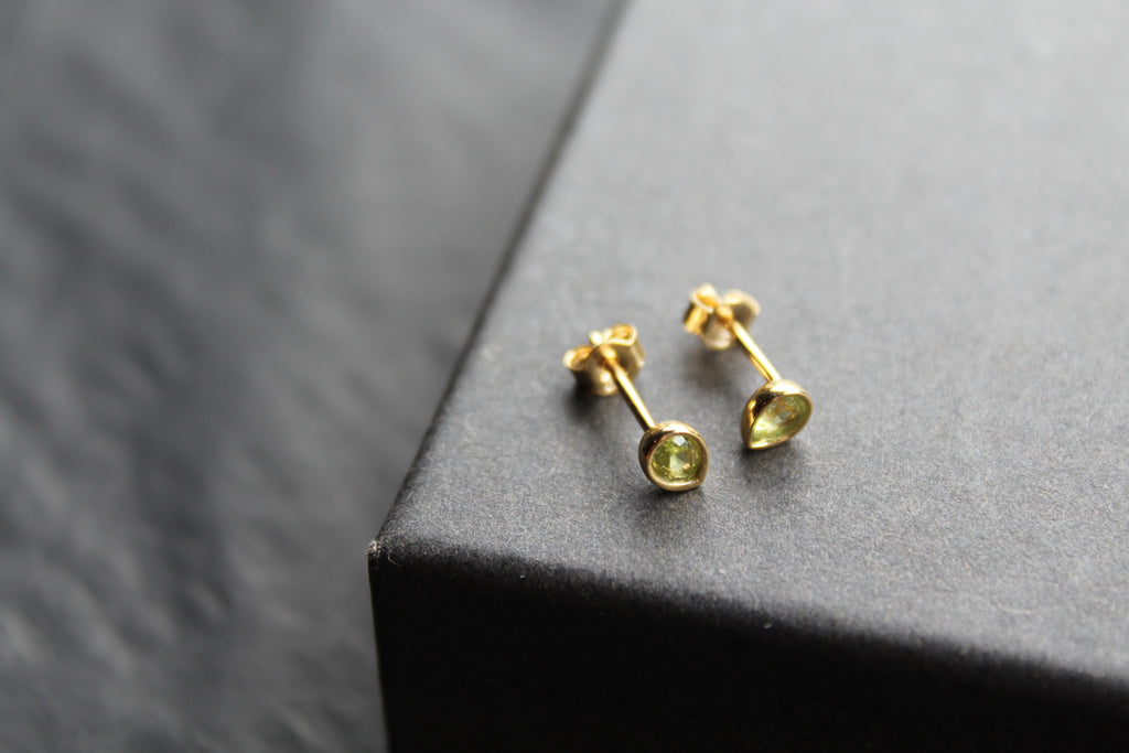 Peridot Green Gold Plate Studs