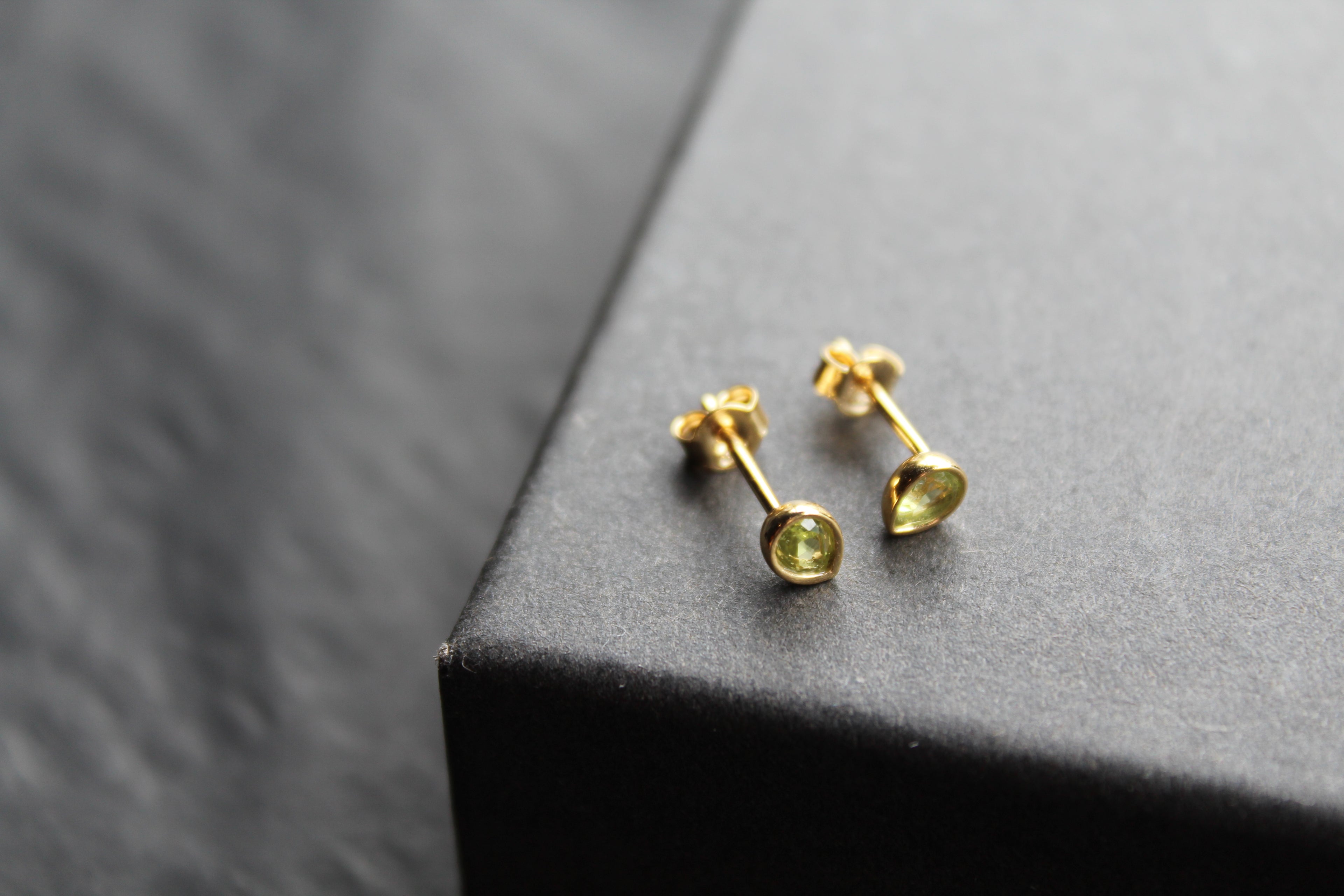 Peridot Green Gold Plate Studs