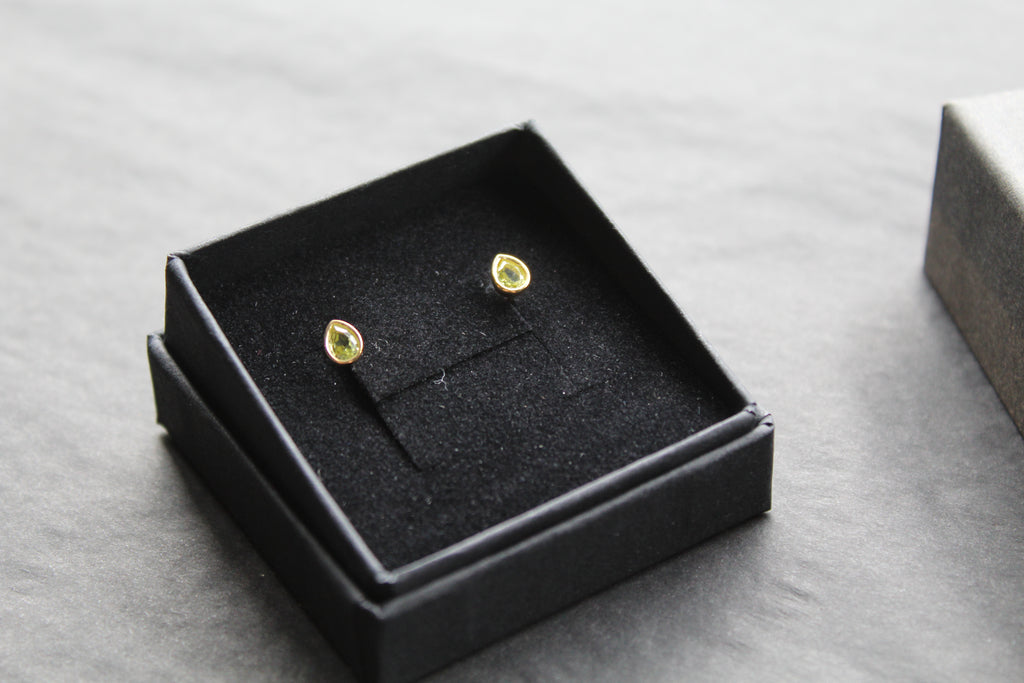 Peridot Green Gold Plate Studs