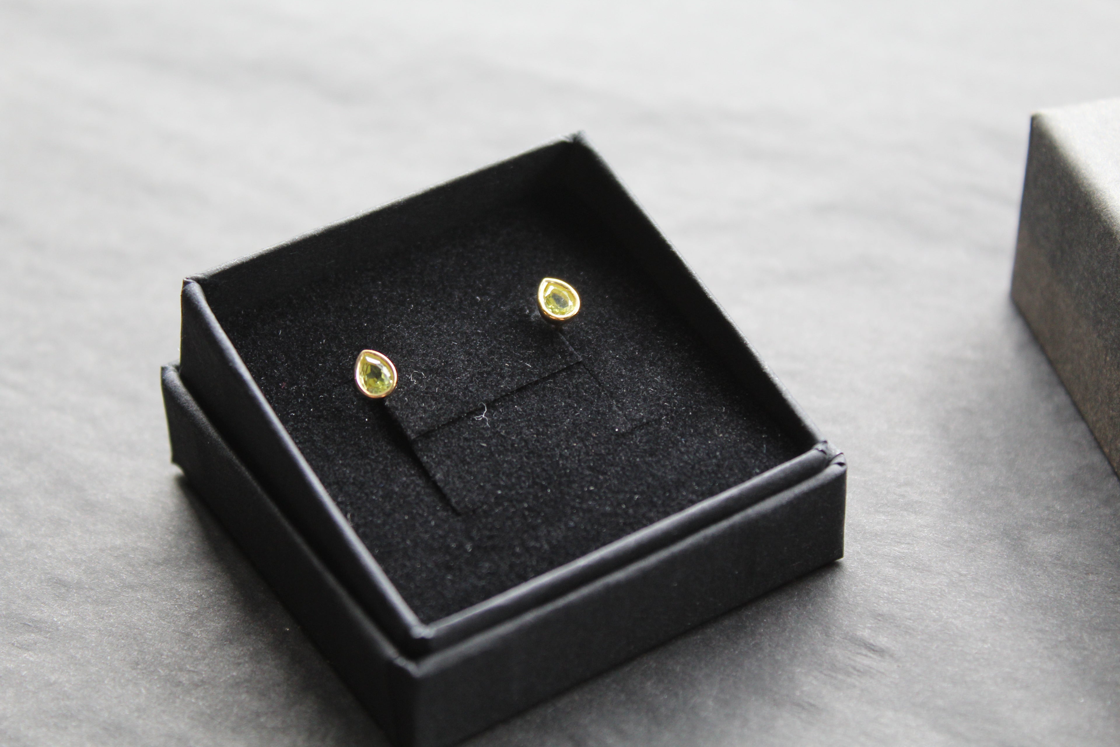 Peridot Green Gold Plate Studs