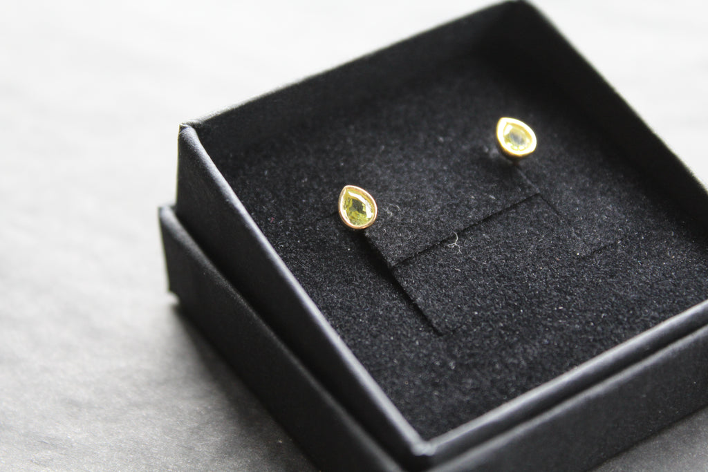 Peridot Green Gold Plate Studs