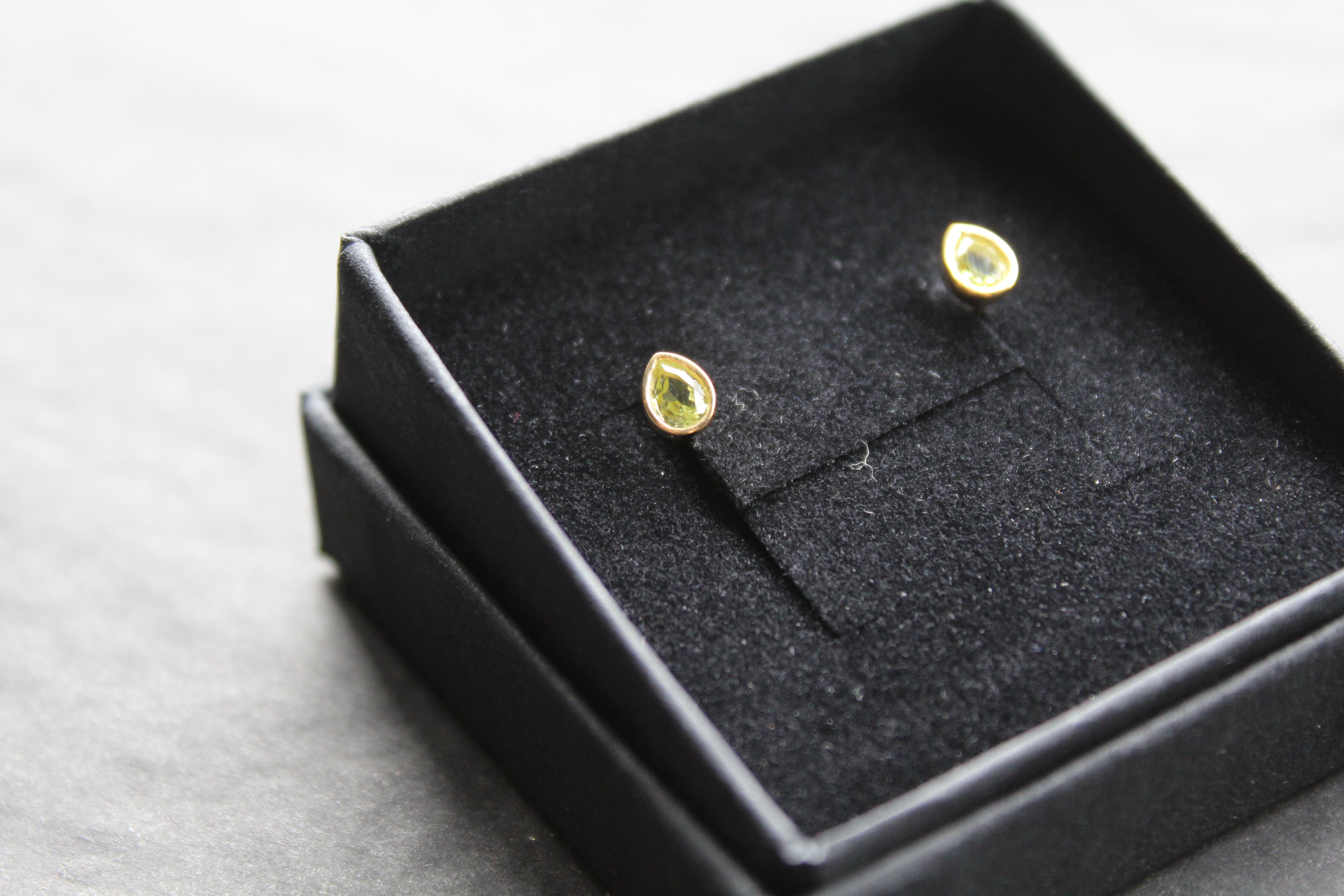 Peridot Green Gold Plate Studs