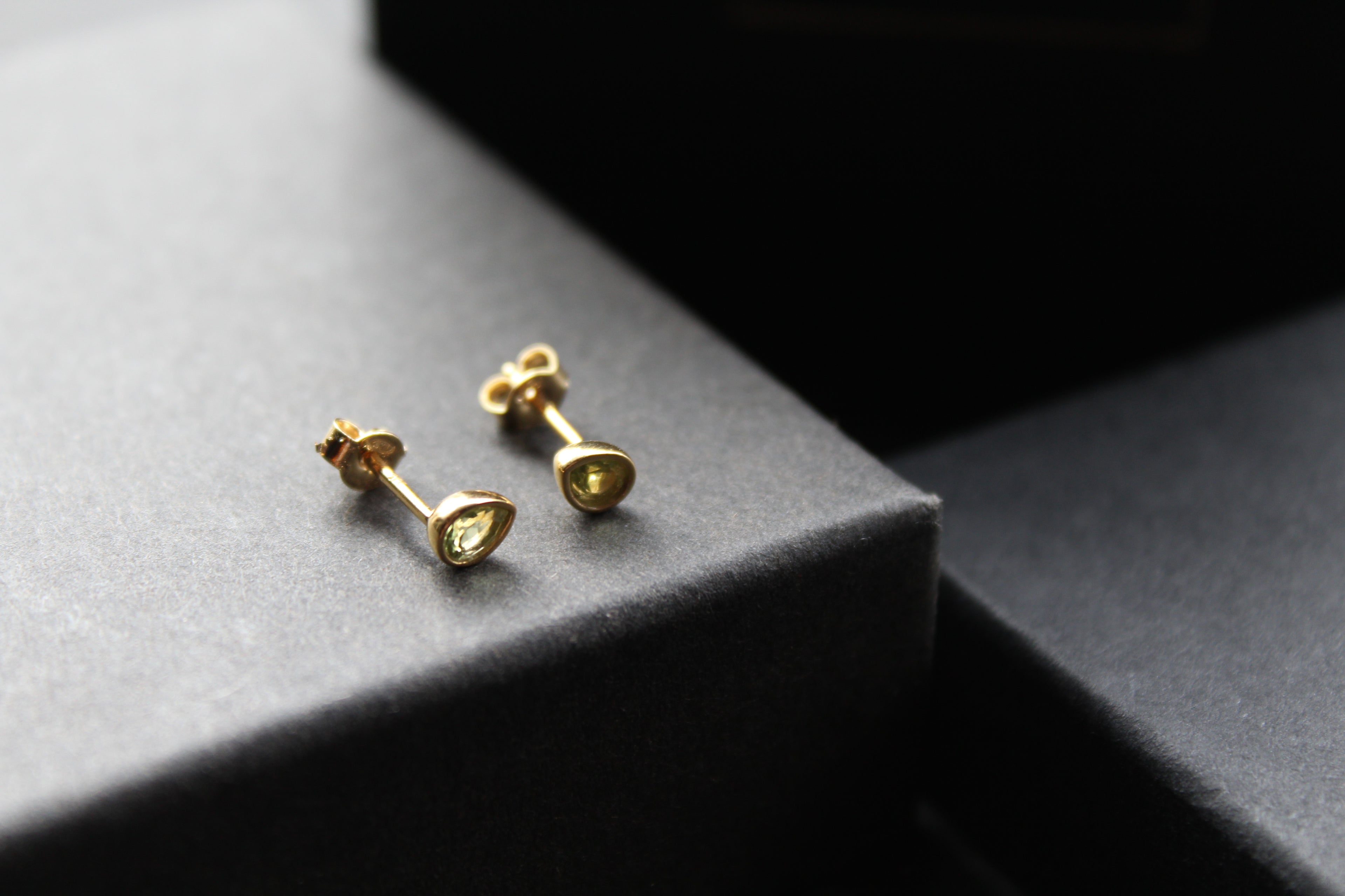 Peridot Green Gold Plate Studs