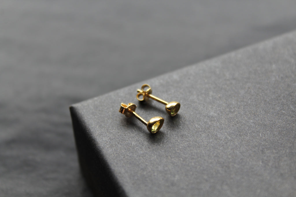 Peridot Green Gold Plate Studs