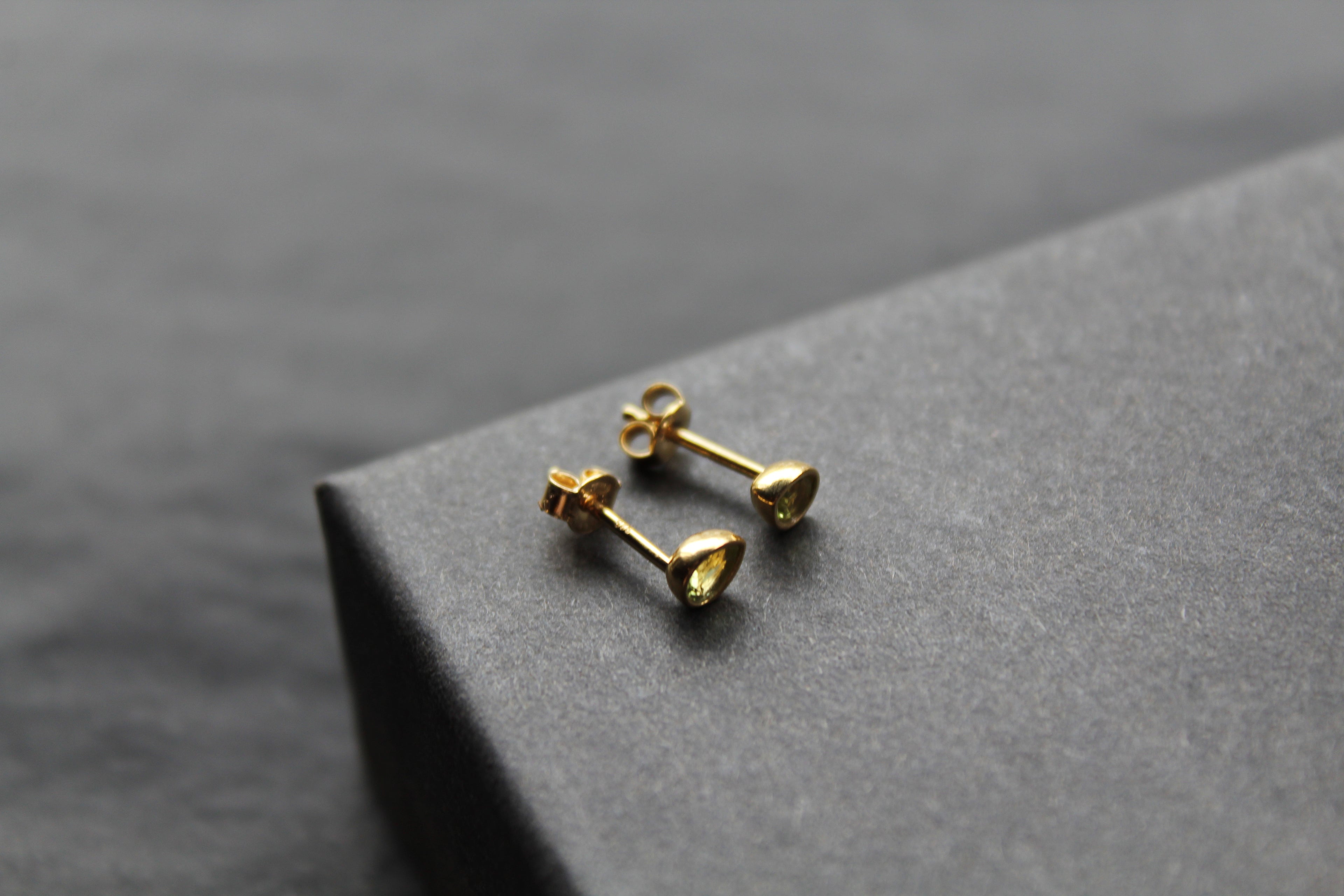 Peridot Green Gold Plate Studs