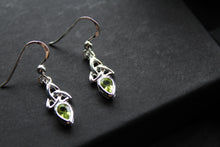 Load image into Gallery viewer, Peridot Trinity Knot Earrings
