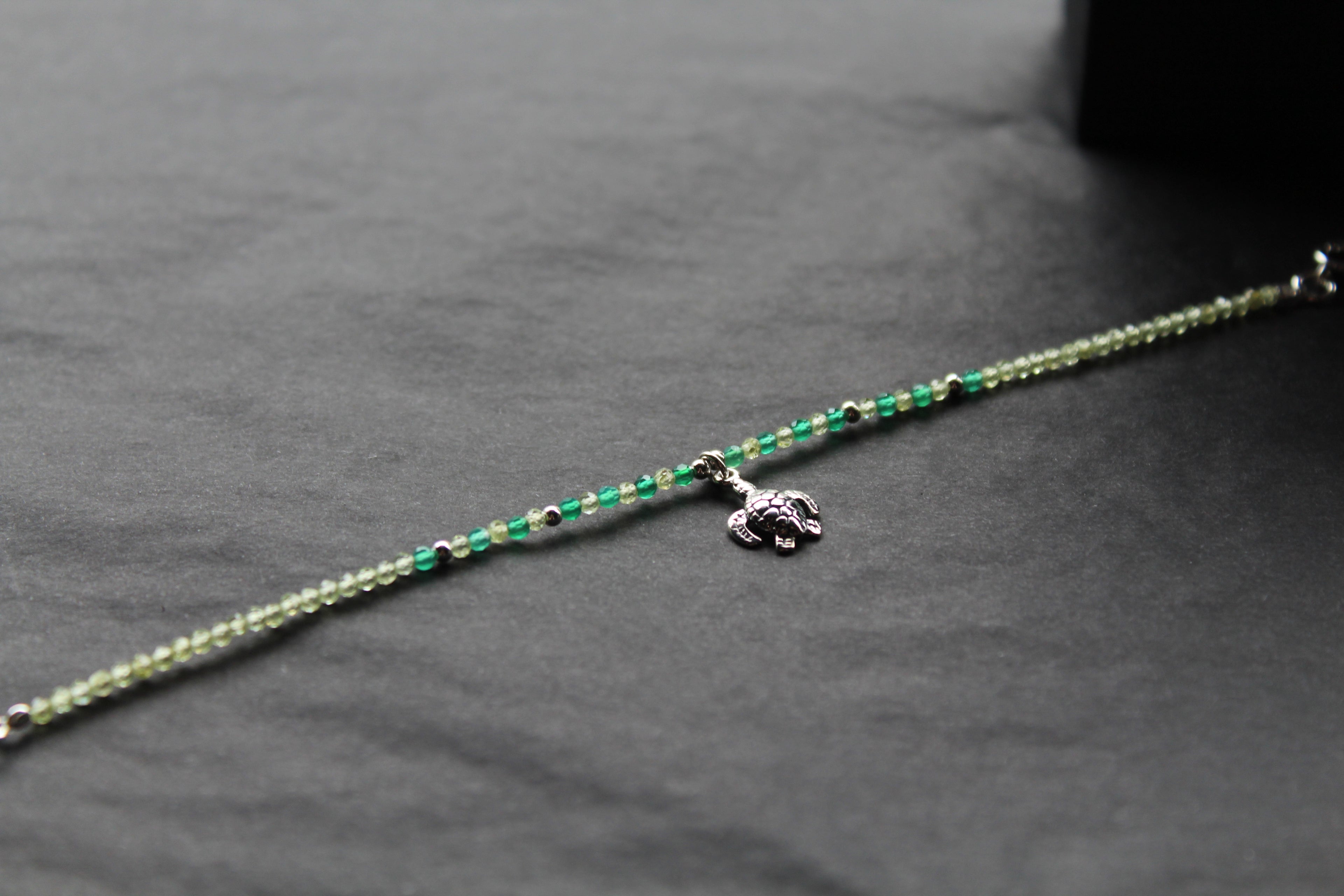 Peridot & Green Agate Turtle Bracelet