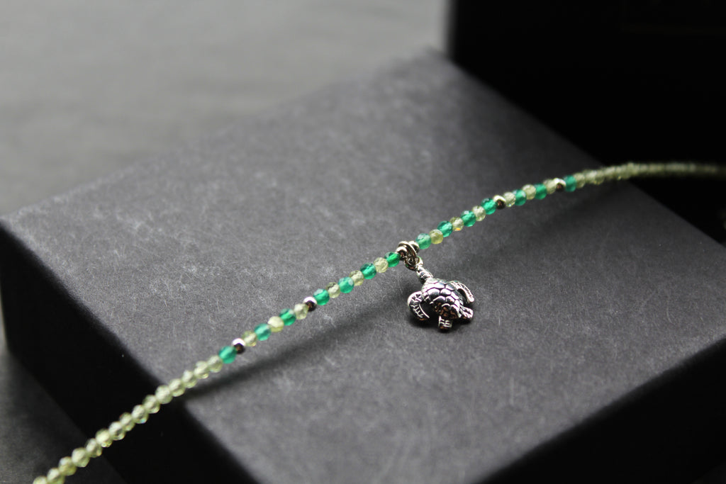 Peridot & Green Agate Turtle Bracelet