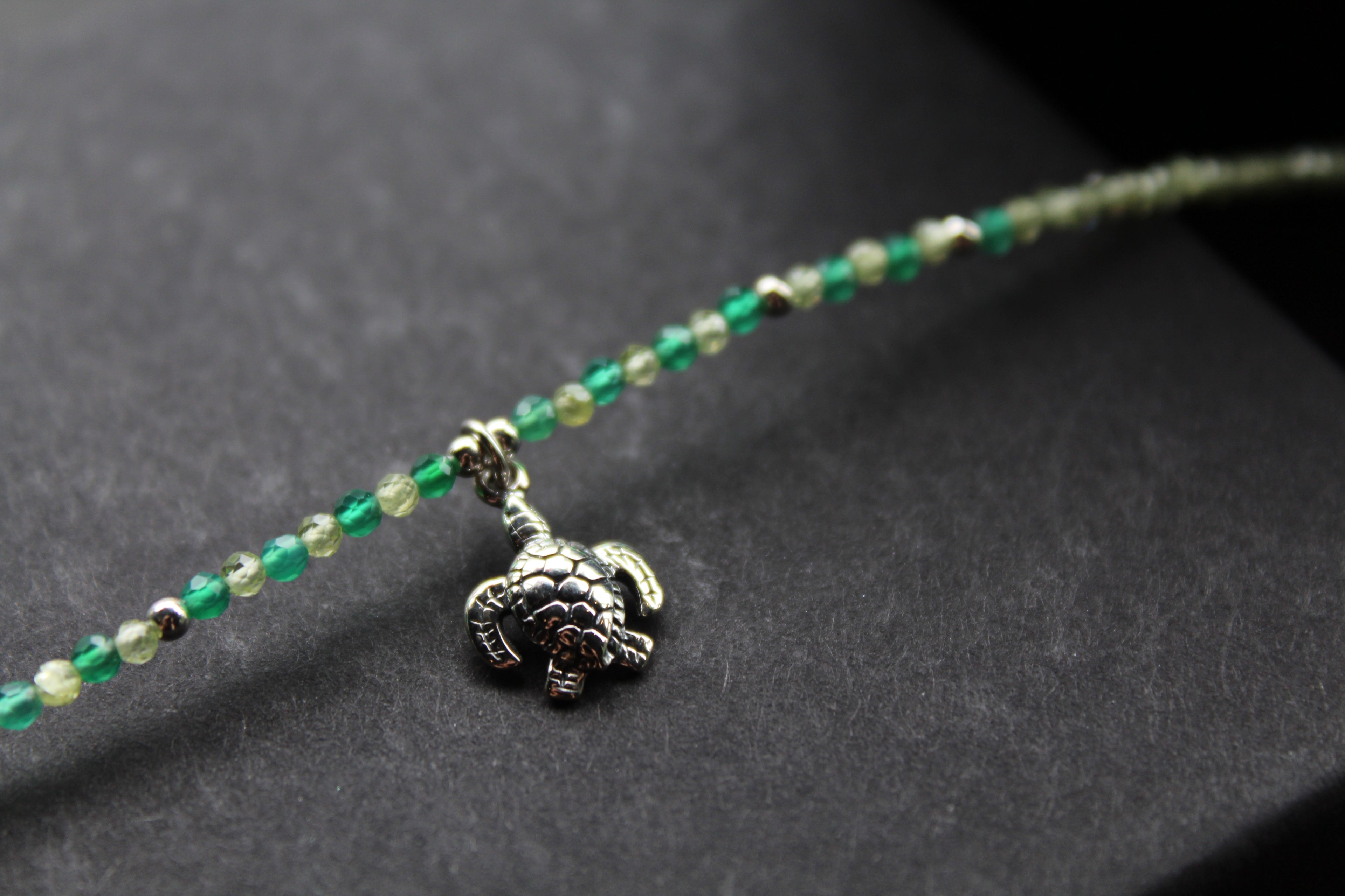 Peridot & Green Agate Turtle Bracelet