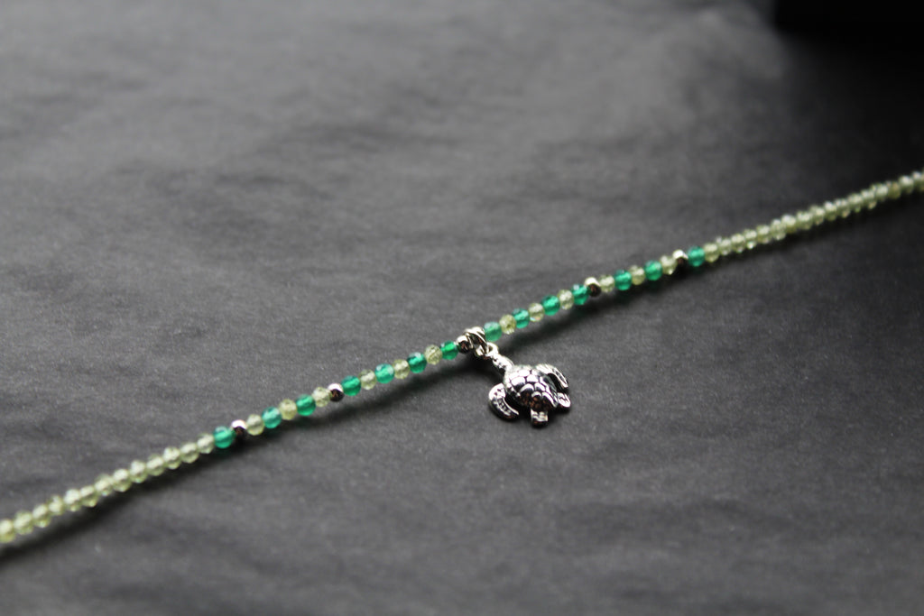 Peridot & Green Agate Turtle Bracelet