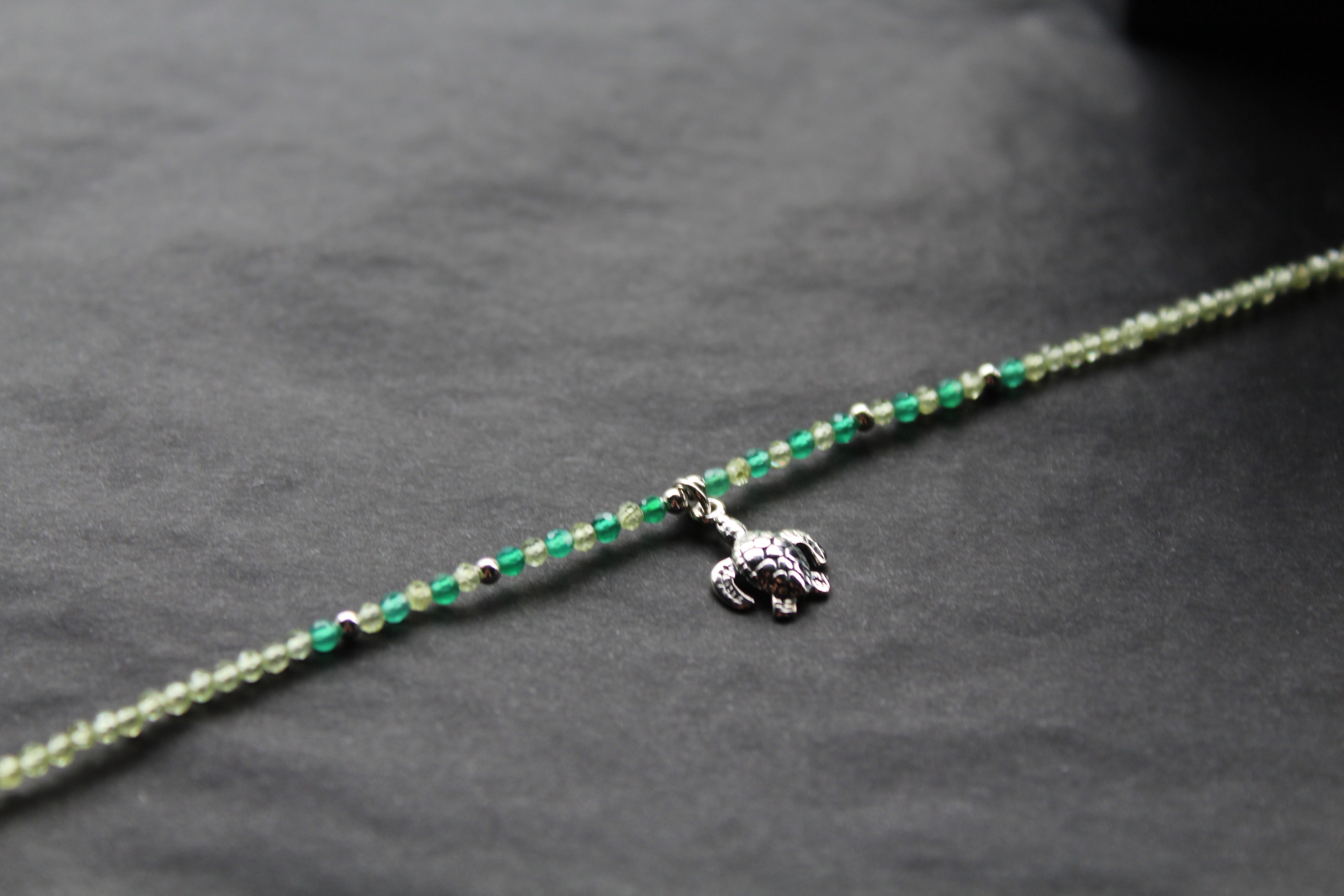 Peridot & Green Agate Turtle Bracelet