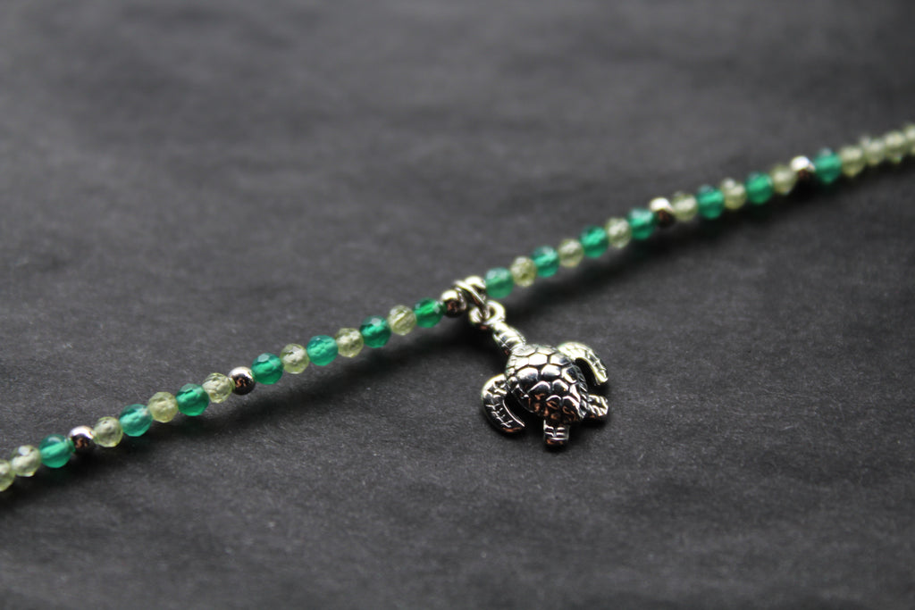 Peridot & Green Agate Turtle Bracelet