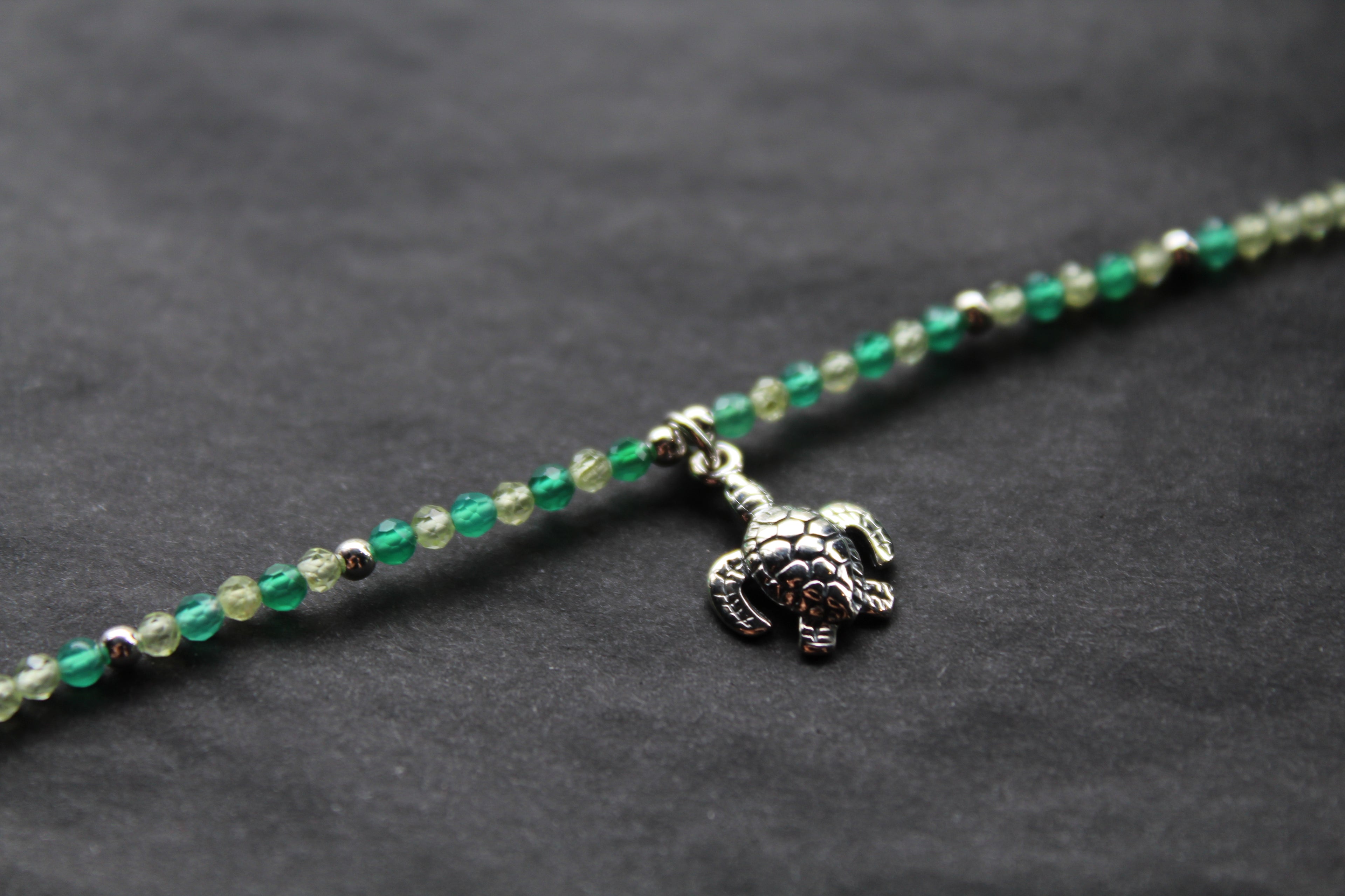 Peridot & Green Agate Turtle Bracelet