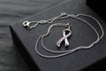 Pink CZ Ribbon Necklace