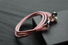 Load image into Gallery viewer, Pink Leather Rope Bracelet with Shrimp Clasp and Pearl Charm
