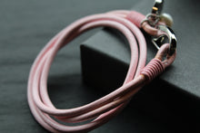 Load image into Gallery viewer, Pink Leather Rope Bracelet with Shrimp Clasp and Pearl Charm
