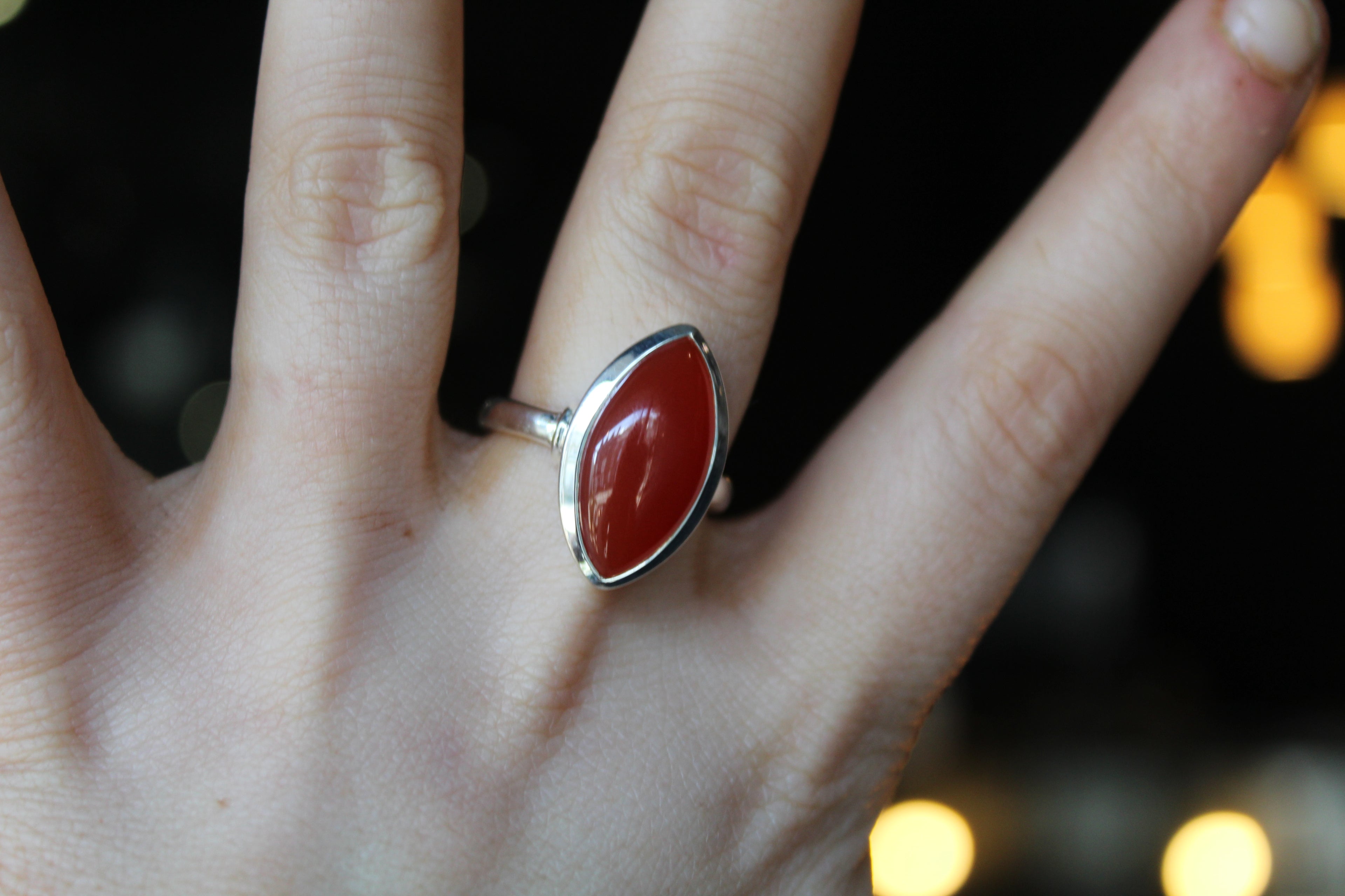 Plain Marquis Carnelian Ring