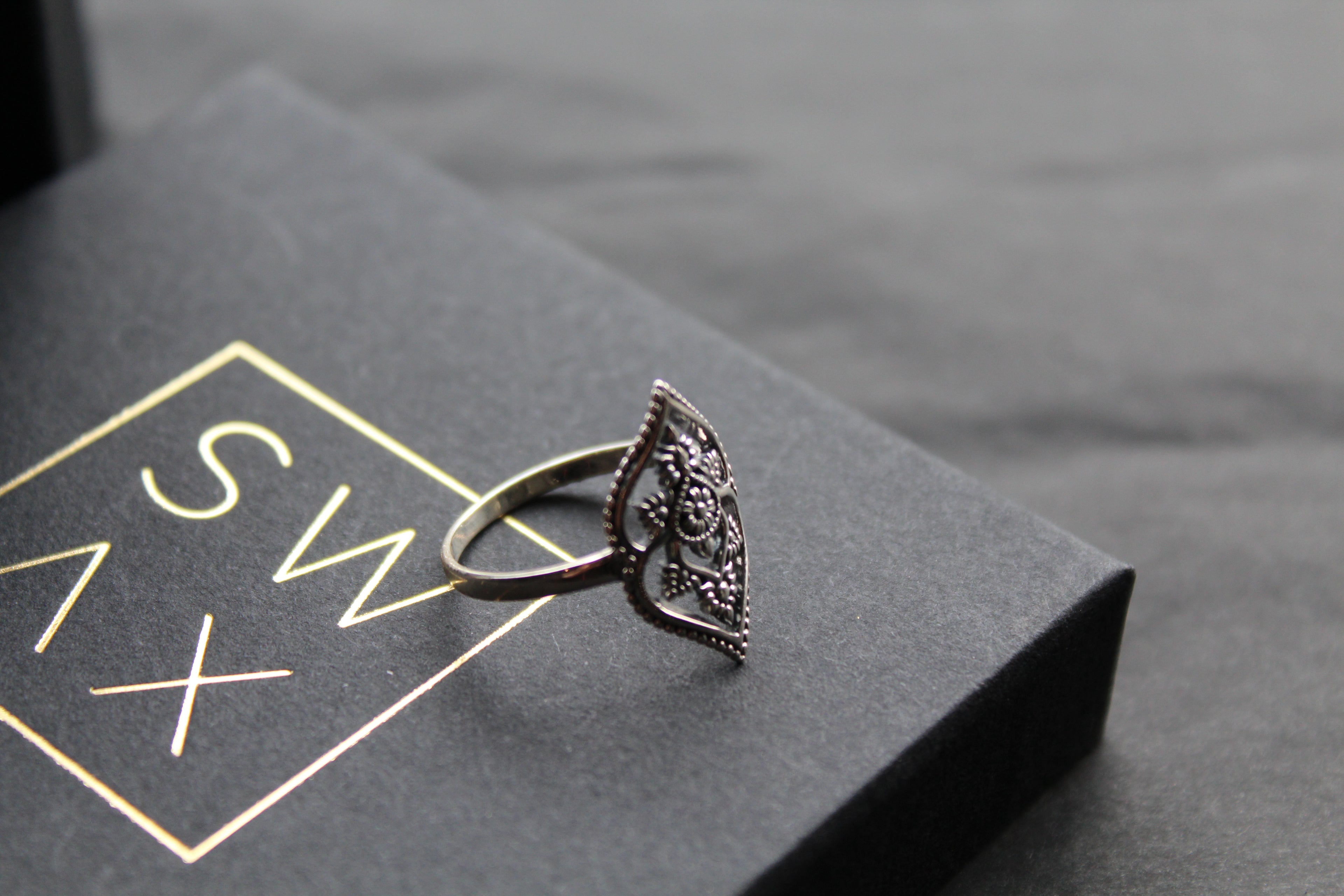 Plain Silver Vintage Flower Motif Ring