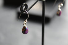 Load image into Gallery viewer, Purple Copper Turquoise Teardrop Earrings

