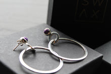 Load image into Gallery viewer, Purple Mohave Turquoise Stud with Large Hoop
