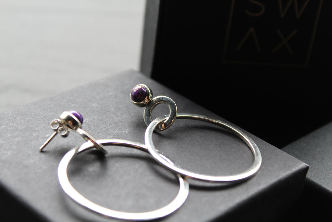 Purple Mohave Turquoise Stud with Large Hoop