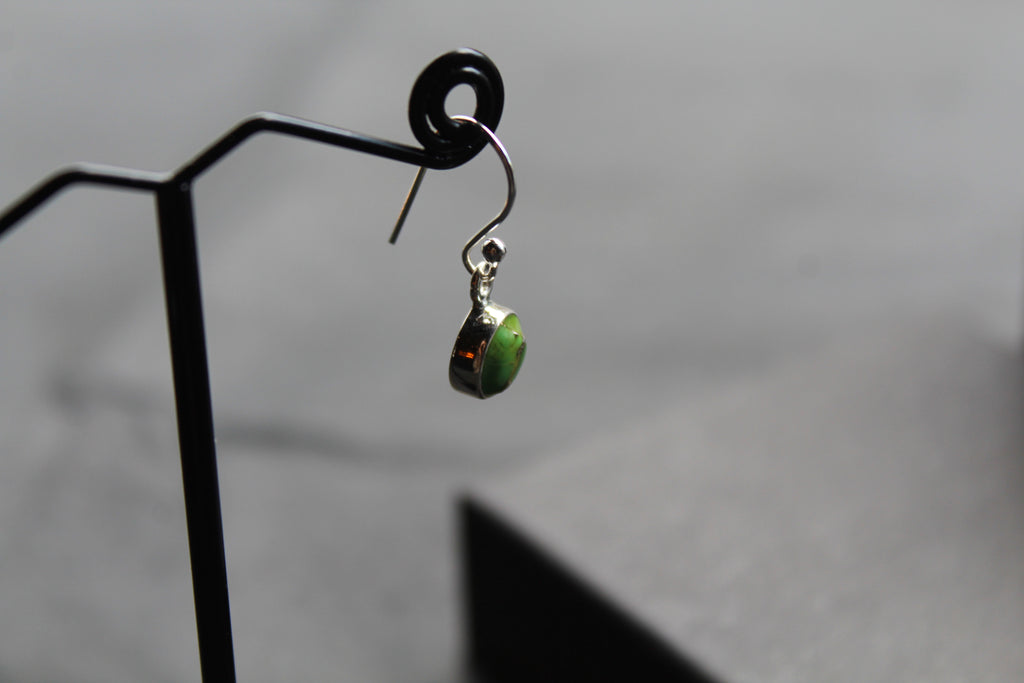 Purple or Green Copper Turquoise Round Earrings