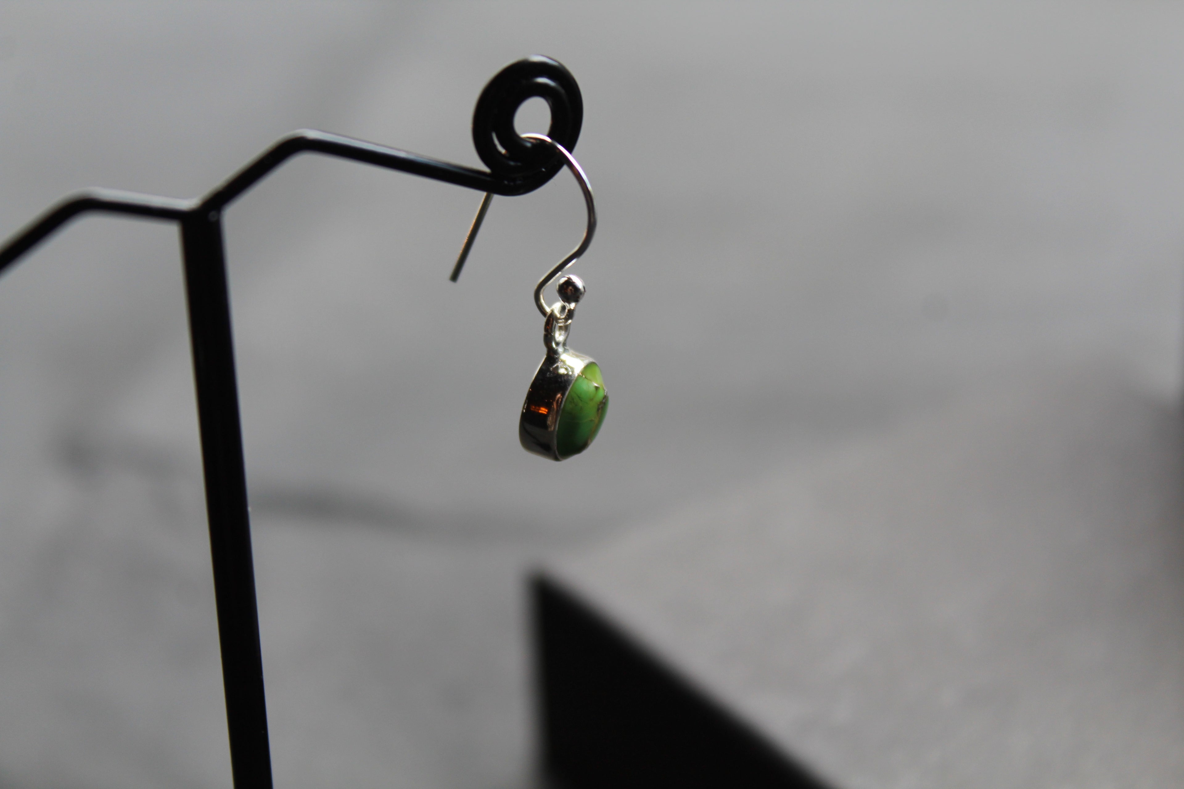 Purple or Green Copper Turquoise Round Earrings