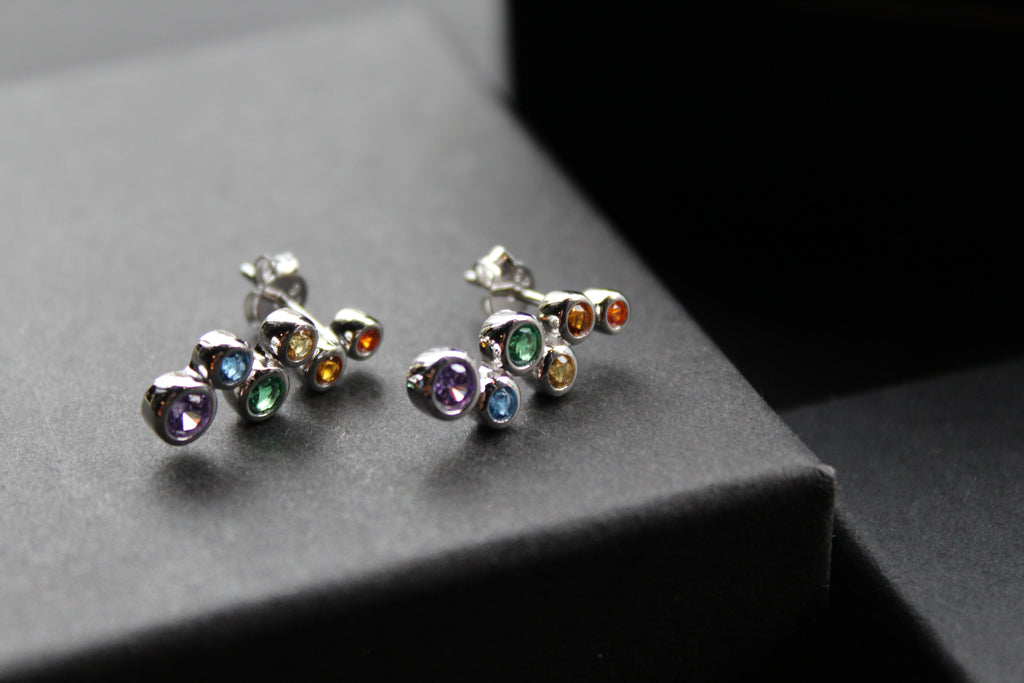 Rainbow Cubic Zirconia Bubbles Drop Earrings