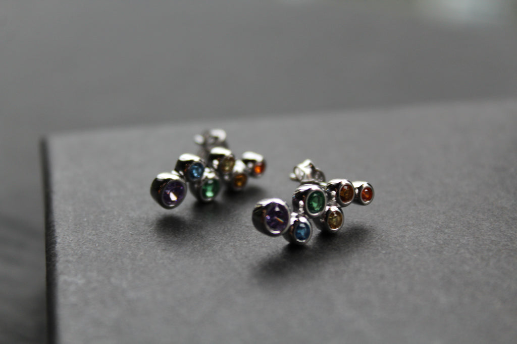 Rainbow Cubic Zirconia Bubbles Drop Earrings