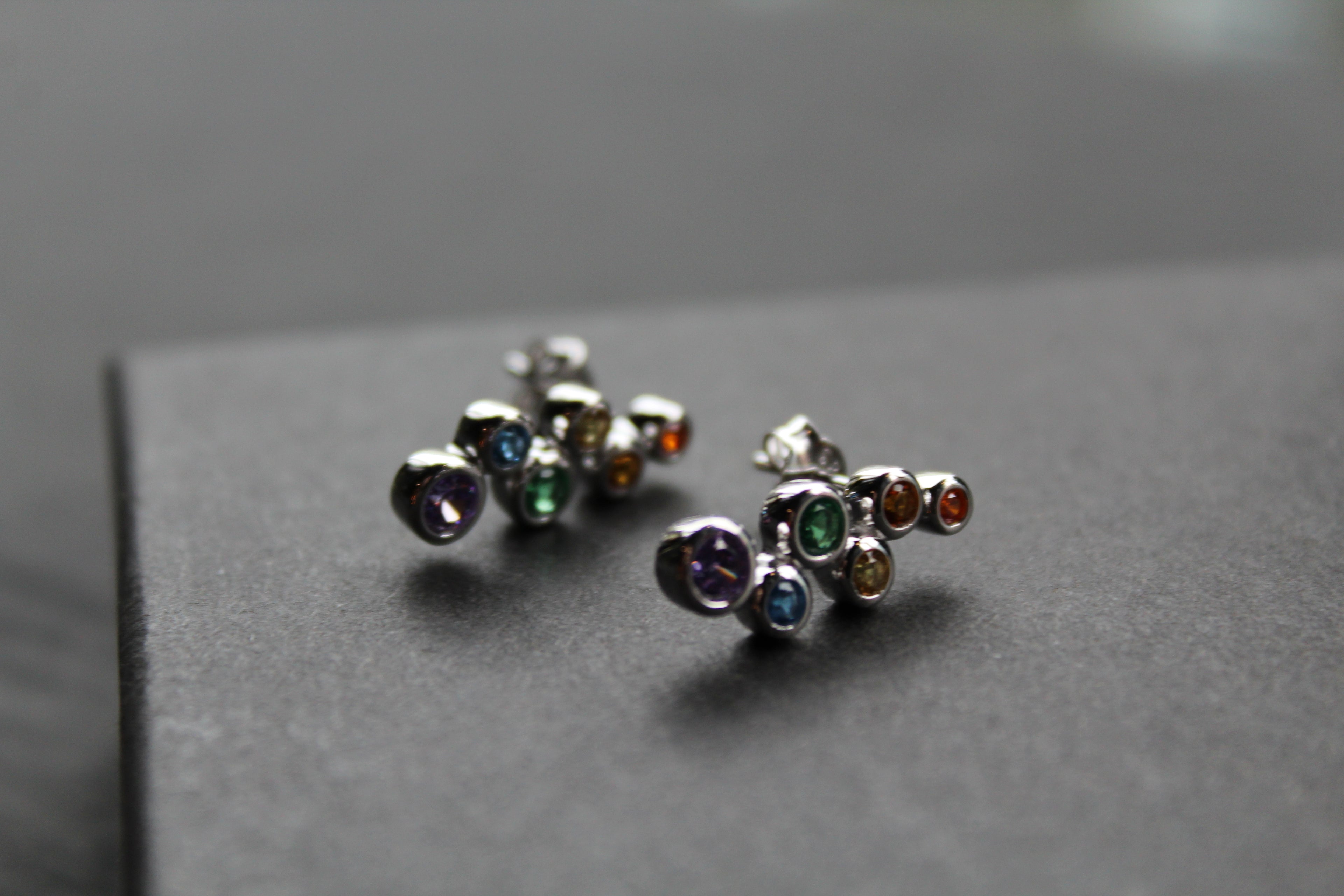 Rainbow Cubic Zirconia Bubbles Drop Earrings