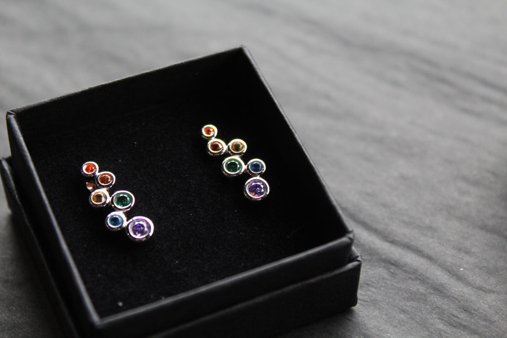 Rainbow Cubic Zirconia Bubbles Drop Earrings