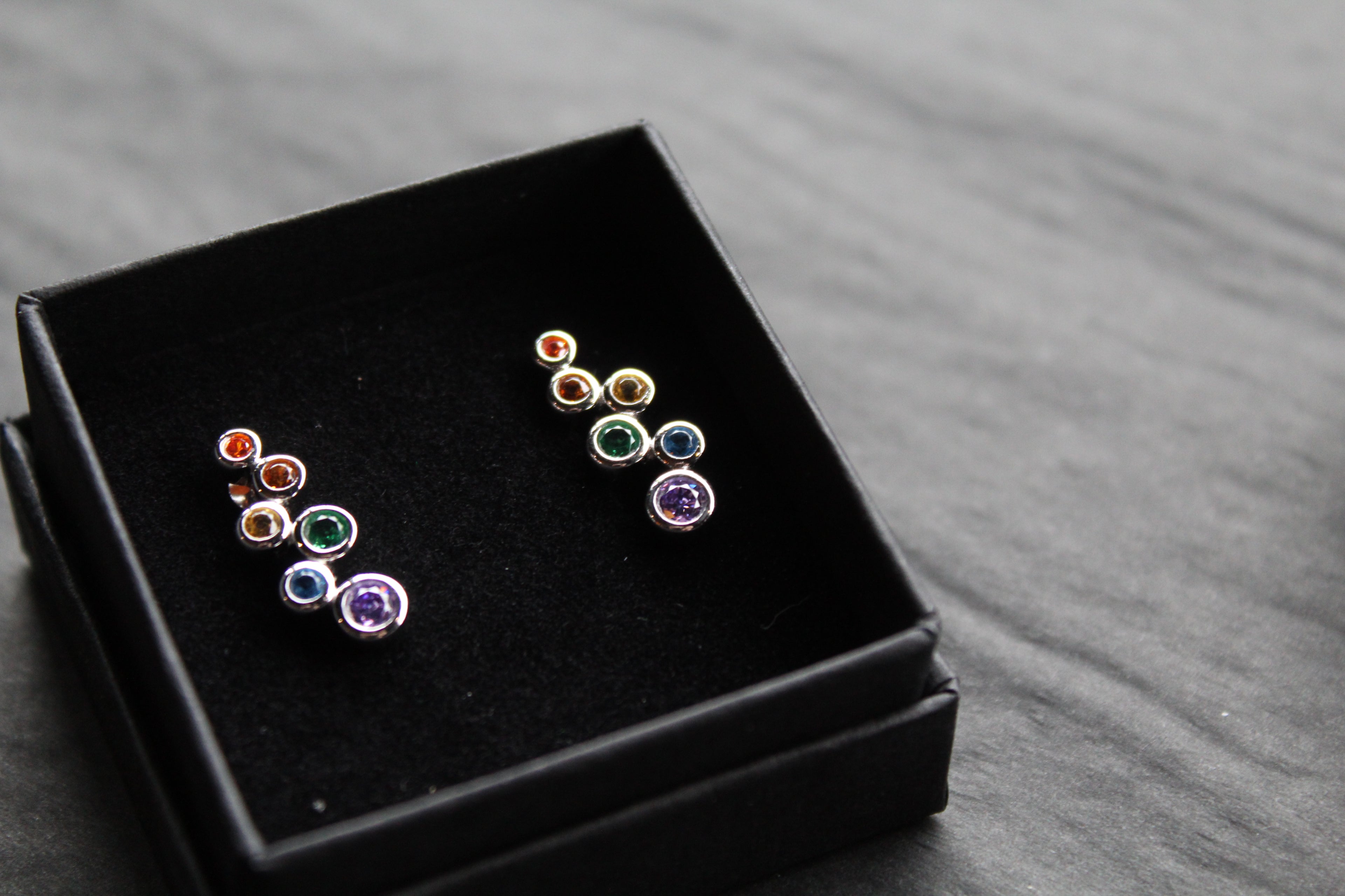 Rainbow Cubic Zirconia Bubbles Drop Earrings