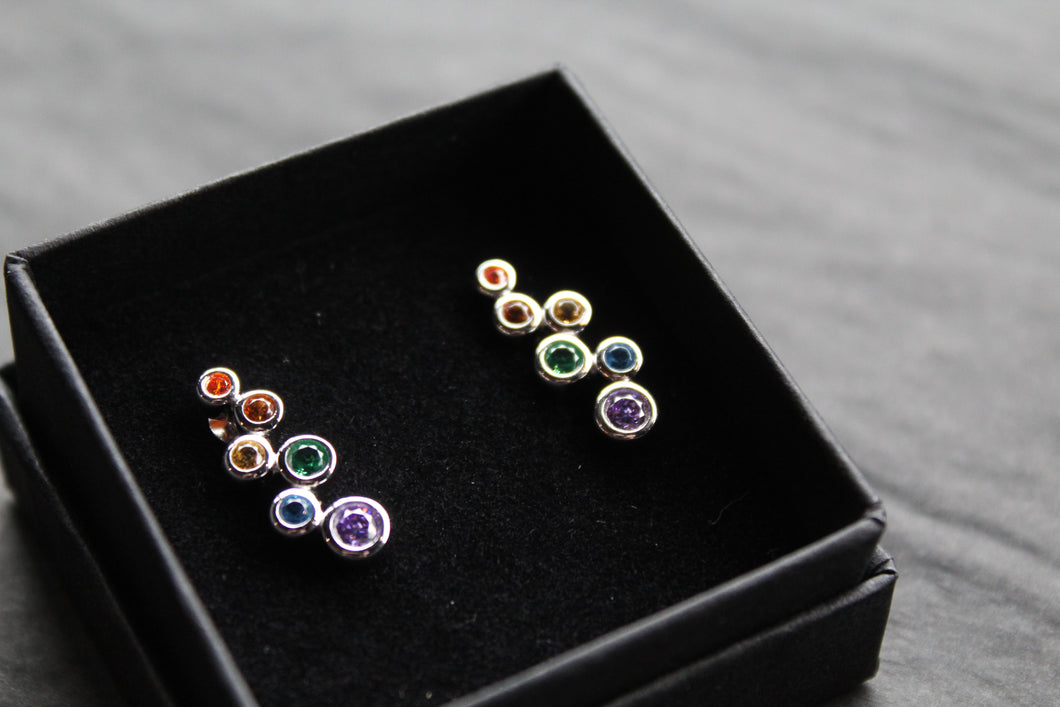 Rainbow Cubic Zirconia Bubbles Drop Earrings