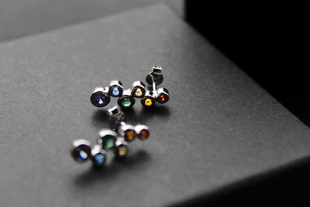 Rainbow Cubic Zirconia Bubbles Drop Earrings
