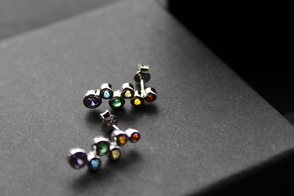 Rainbow Cubic Zirconia Bubbles Drop Earrings