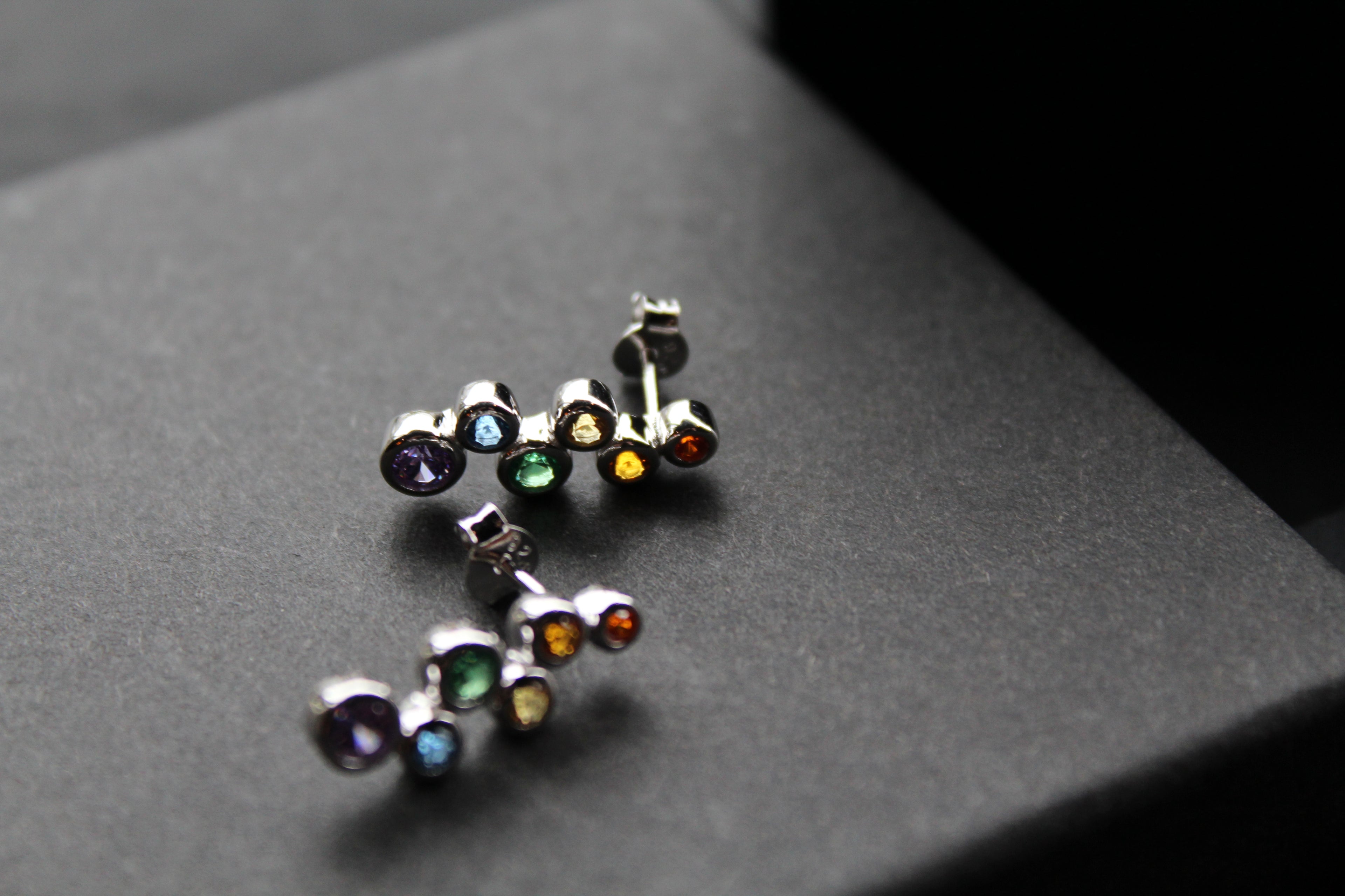 Rainbow Cubic Zirconia Bubbles Drop Earrings