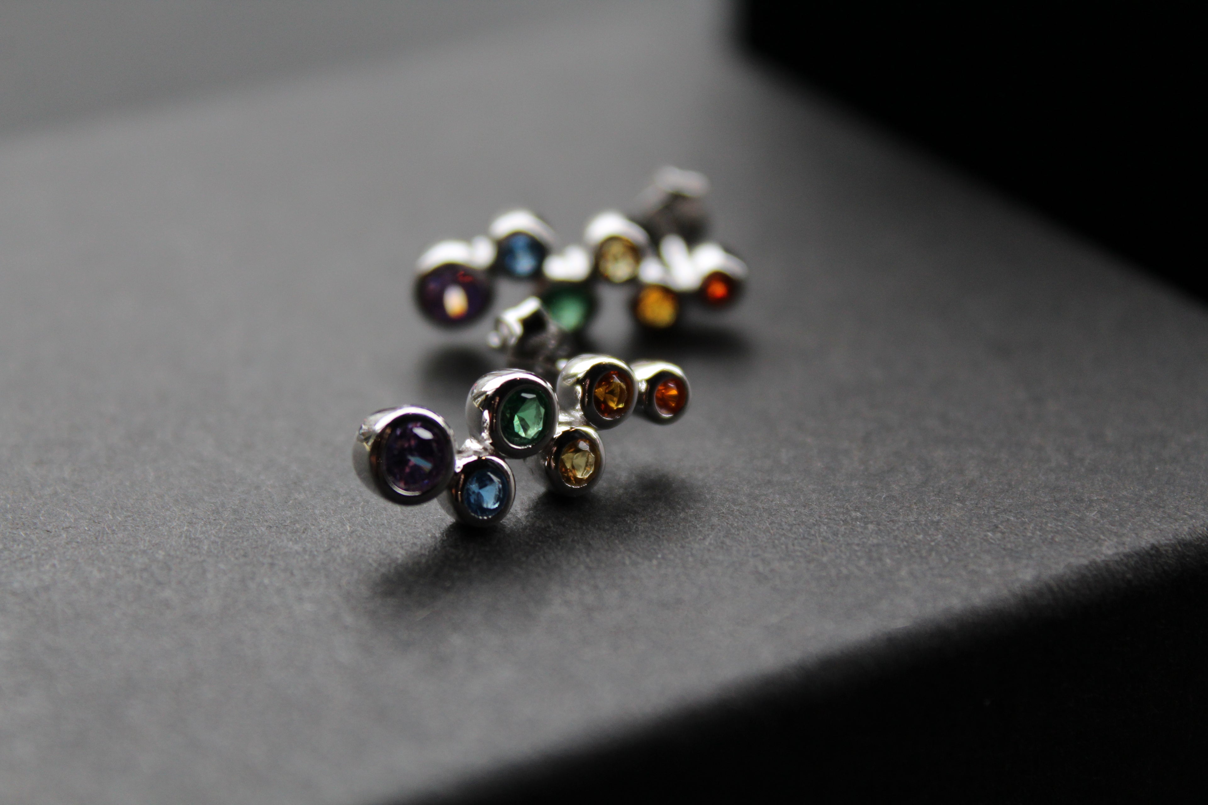 Rainbow Cubic Zirconia Bubbles Drop Earrings